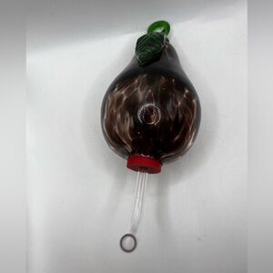 Hand Blown Glass Pear Hummingbird Feeder